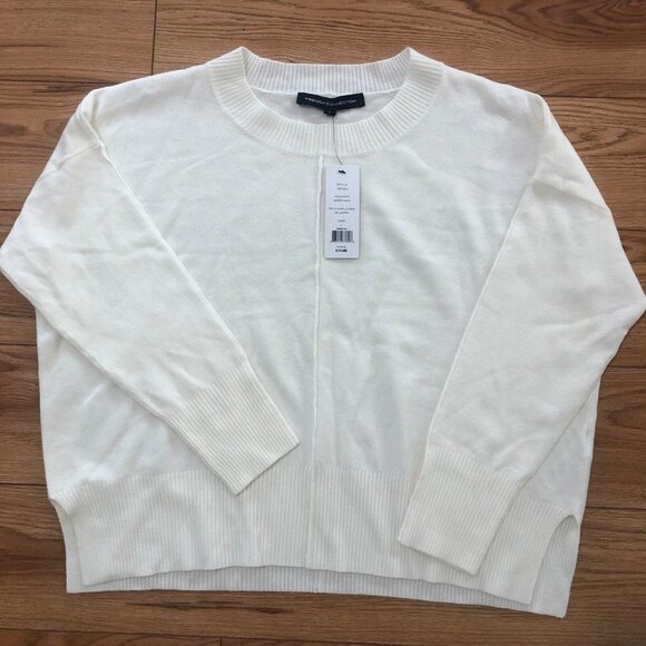 French Connection Della Vhari Sweater Women's Large Seam Front Crew Winter White - Picture 2 of 5